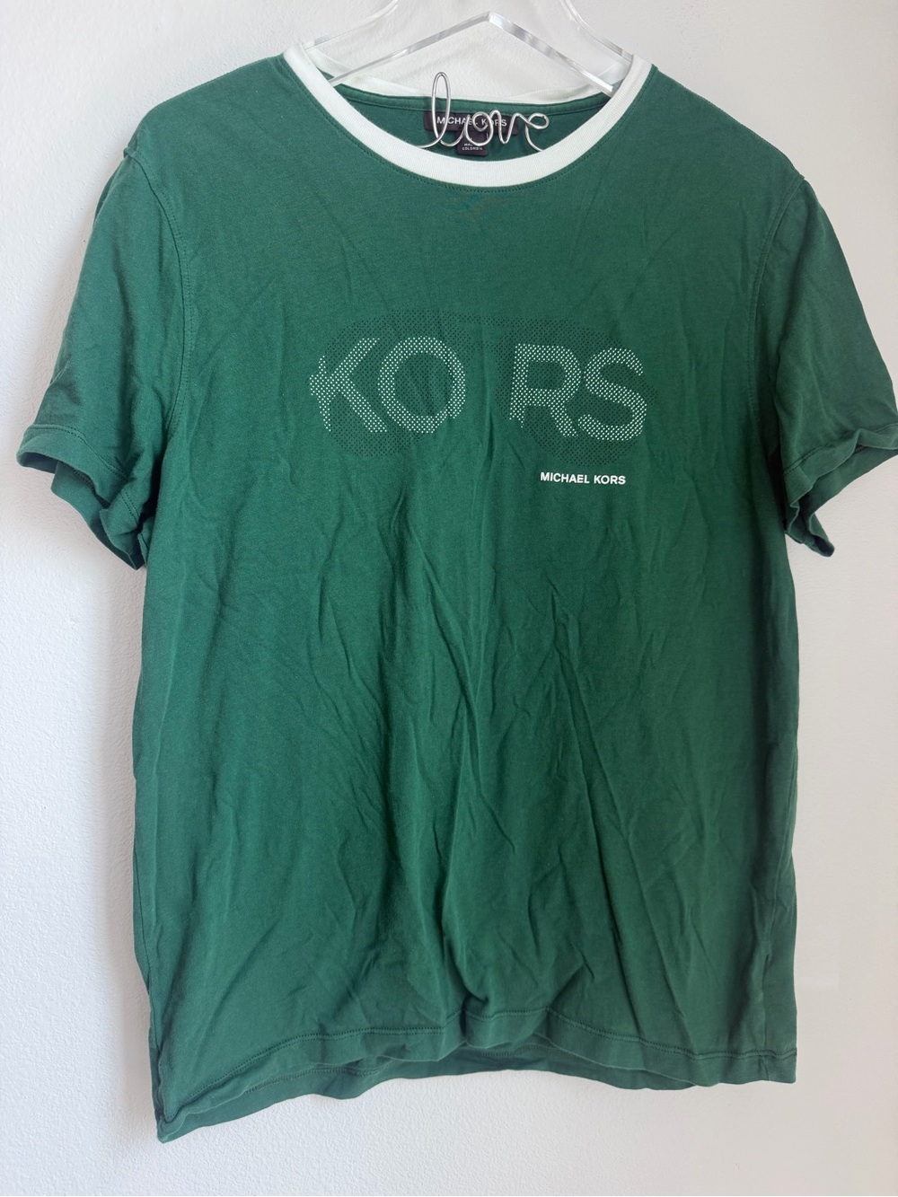 Michael Kors Green Crewneck Logo Ringer Tee
